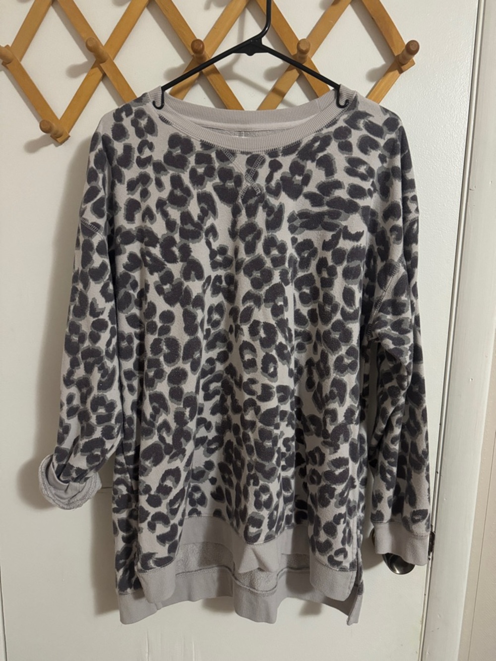 Maurices Gray Leopard Print Crewneck Sweatshirt